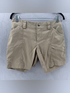 Duluth Trading Co. Womens 2 Dry On The Fly Cargo Shorts Khaki 7” READ Hiking